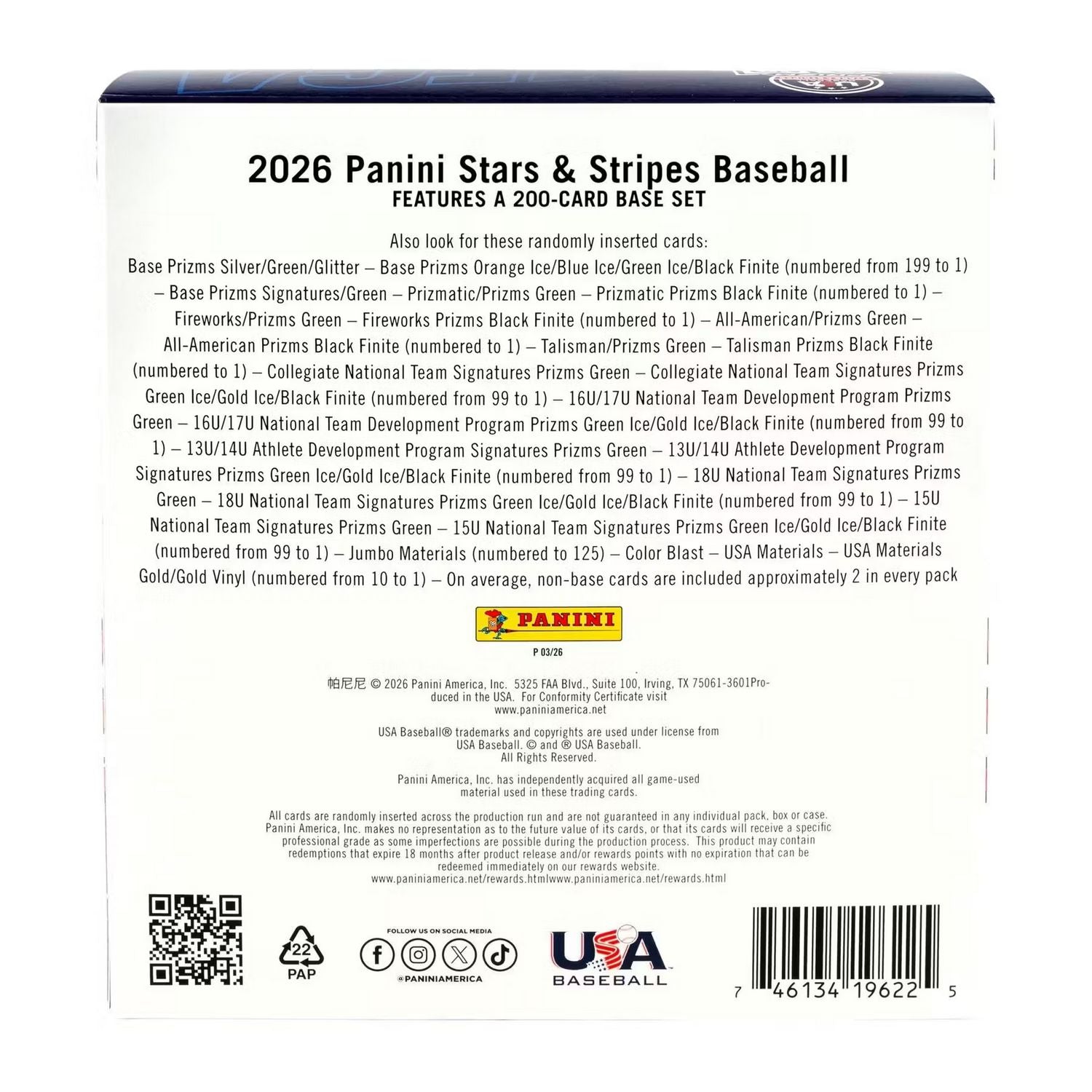 2026 Panini Stars & Stripes Prizm Baseball Mega Box