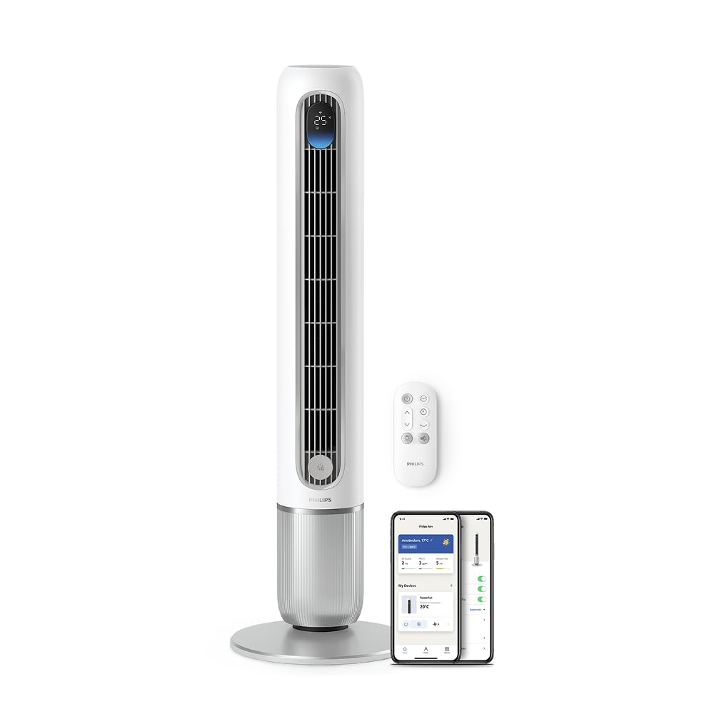 Philips CX5533/11 Turmventilator 104,8cm – 2230m³/h, 3 Modi, 26-46dB, Aroma-Diffuser, 40W, Grau