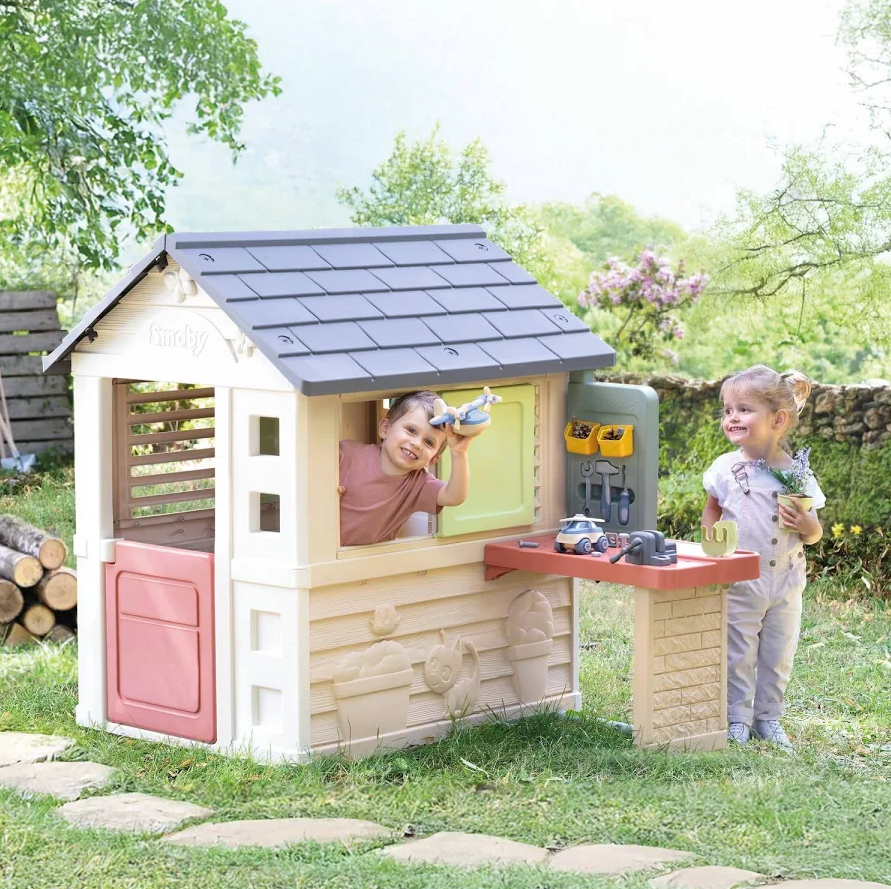 Smoby Life Nature Playhouse Workshop – Kids Garden Playhouse with Tool Accessories