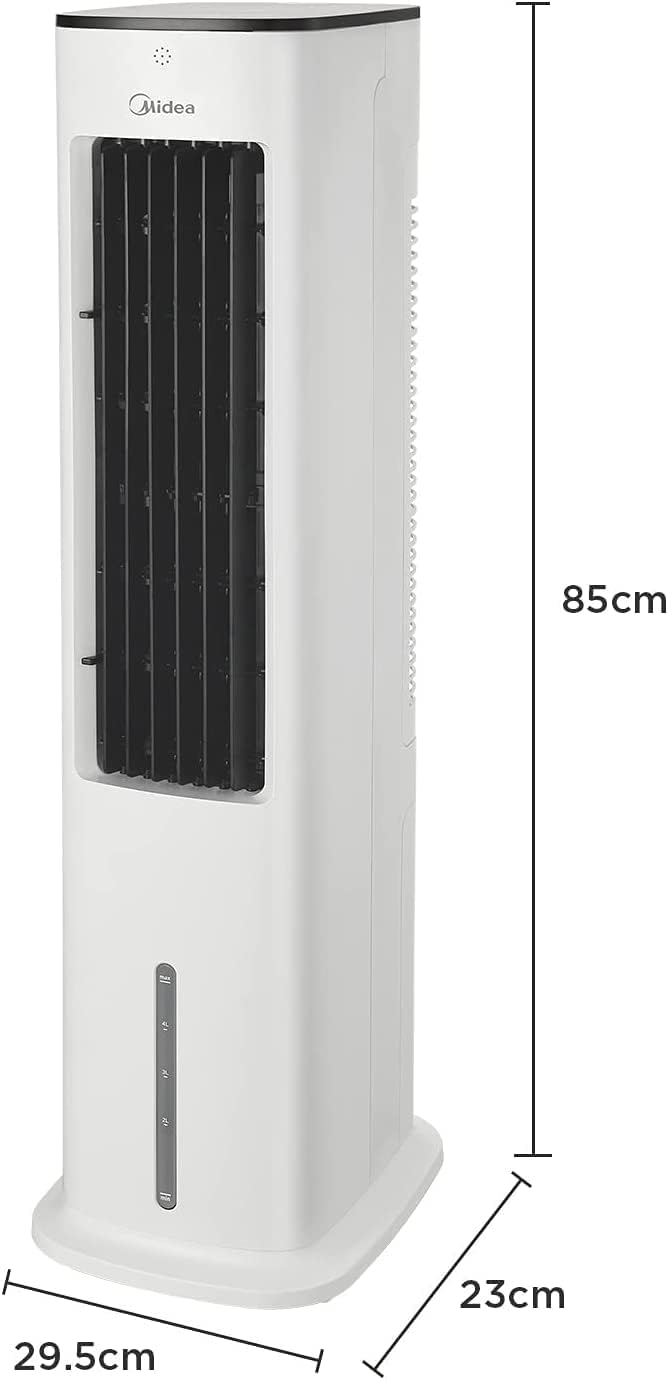 Midea AC100-20ARB Luftkühler 4-in-1 – 5L Wassertank, 3 Modi, Fernbedienung, 55W, Weiß