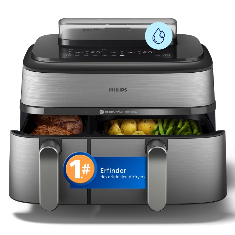 Philips NA550/00 5000 Series Steam & AirFry Heißluftfritteuse 9L – RapidAir Plus, 2x Korb, 2750W