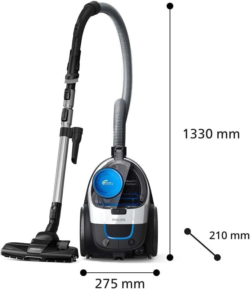 Philips FC9332/09 PowerPro Compact Staubsauger 650W – H13 HEPA, TriActive Düse, 1,5L, Weiß
