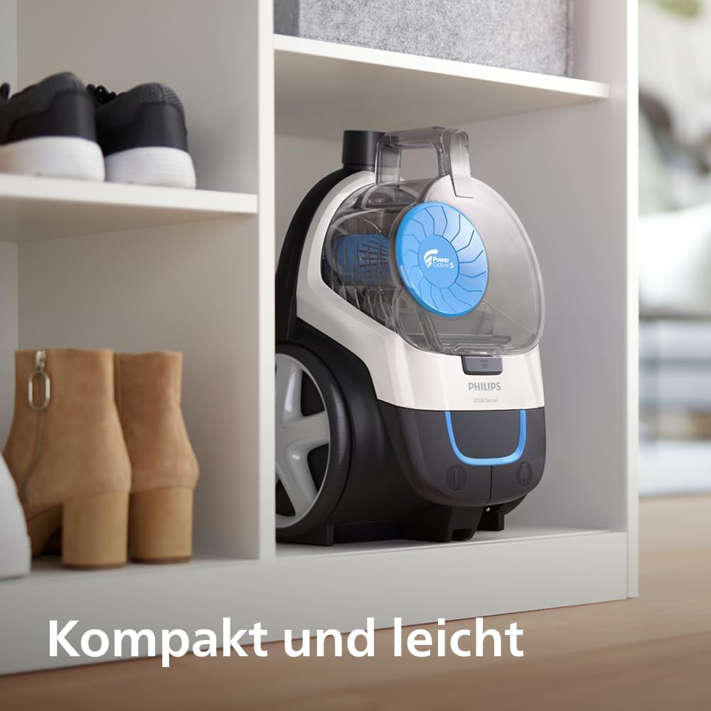 Philips FC9332/09 PowerPro Compact Staubsauger 650W – H13 HEPA, TriActive Düse, 1,5L, Weiß