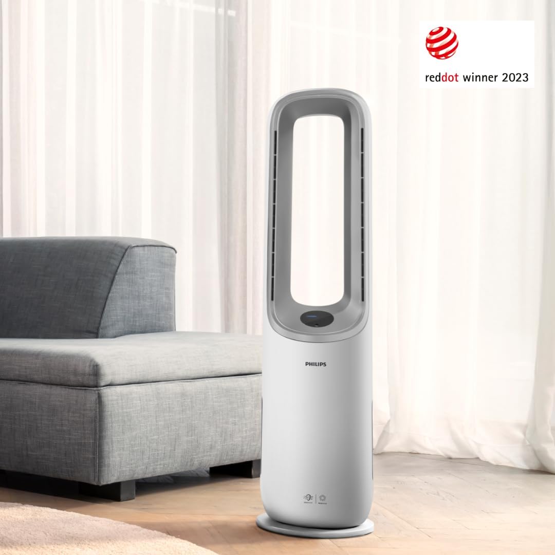 Philips AMF765/10 2-in-1 Luftreiniger & Ventilator 70m² – NanoProtect HEPA, 270m³/h, 20dB, KI, Alexa, Weiß