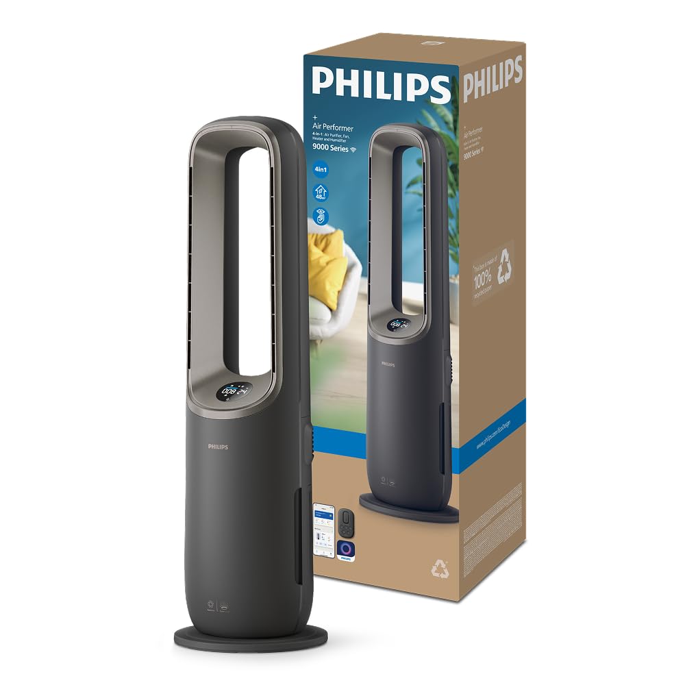 Philips AMF765/10 2-in-1 Luftreiniger & Ventilator 70m² – NanoProtect HEPA, 270m³/h, 20dB, KI, Alexa, Weiß