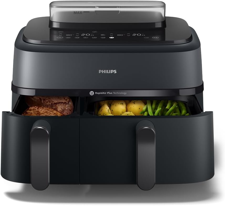 Philips NA550/00 5000 Series Steam & AirFry Heißluftfritteuse 9L – RapidAir Plus, 2x Korb, 2750W