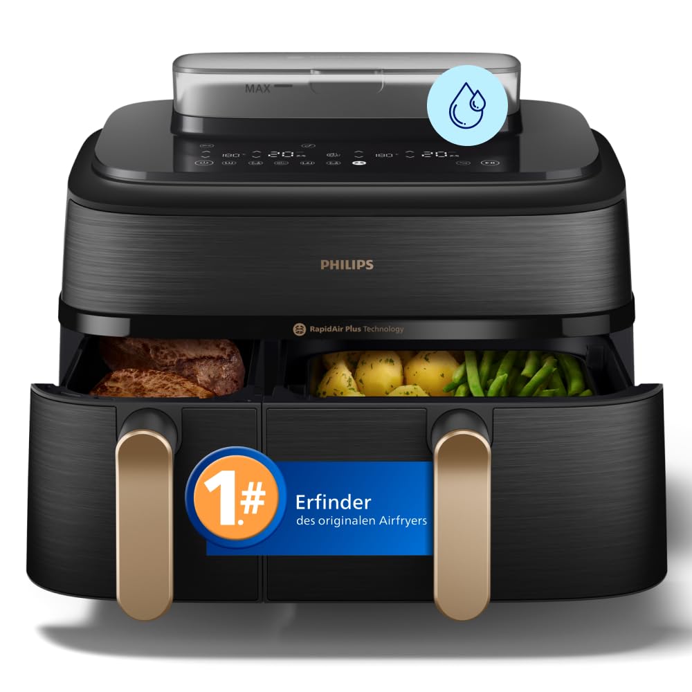Philips NA550/00 5000 Series Steam & AirFry Heißluftfritteuse 9L – RapidAir Plus, 2x Korb, 2750W