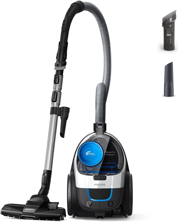 Philips FC9332/09 PowerPro Compact Staubsauger 650W – H13 HEPA, TriActive Düse, 1,5L, Weiß