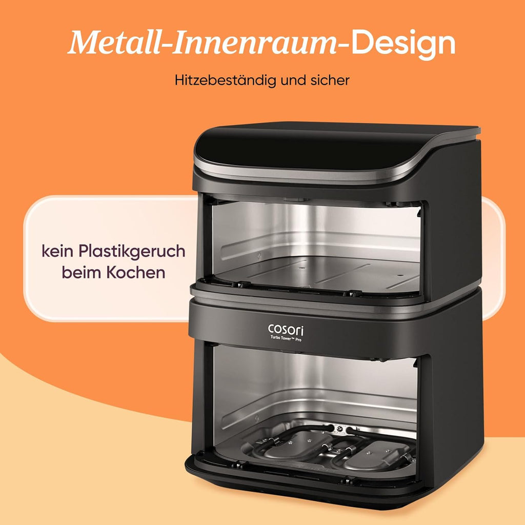 Cosori Turbo Tower Pro CAF-DC113S 10,8L – Keramik, DualBlaze, 5 Lüfterstufen, WiFi, 2630W, Silbergrau