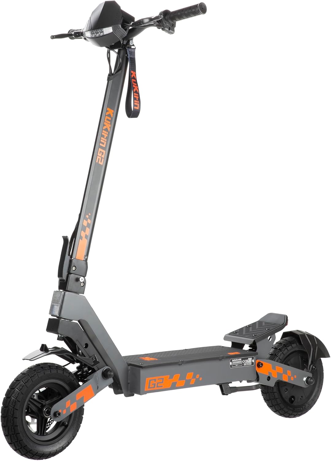 KuKirin G2 E-Scooter, bis zu 55 km Reichweite, 10 Zoll Luftreifen, Vorder- und Hinterradfederung, Doppelte Scheibenbremsen, faltbar, Schwarz/Orange**
