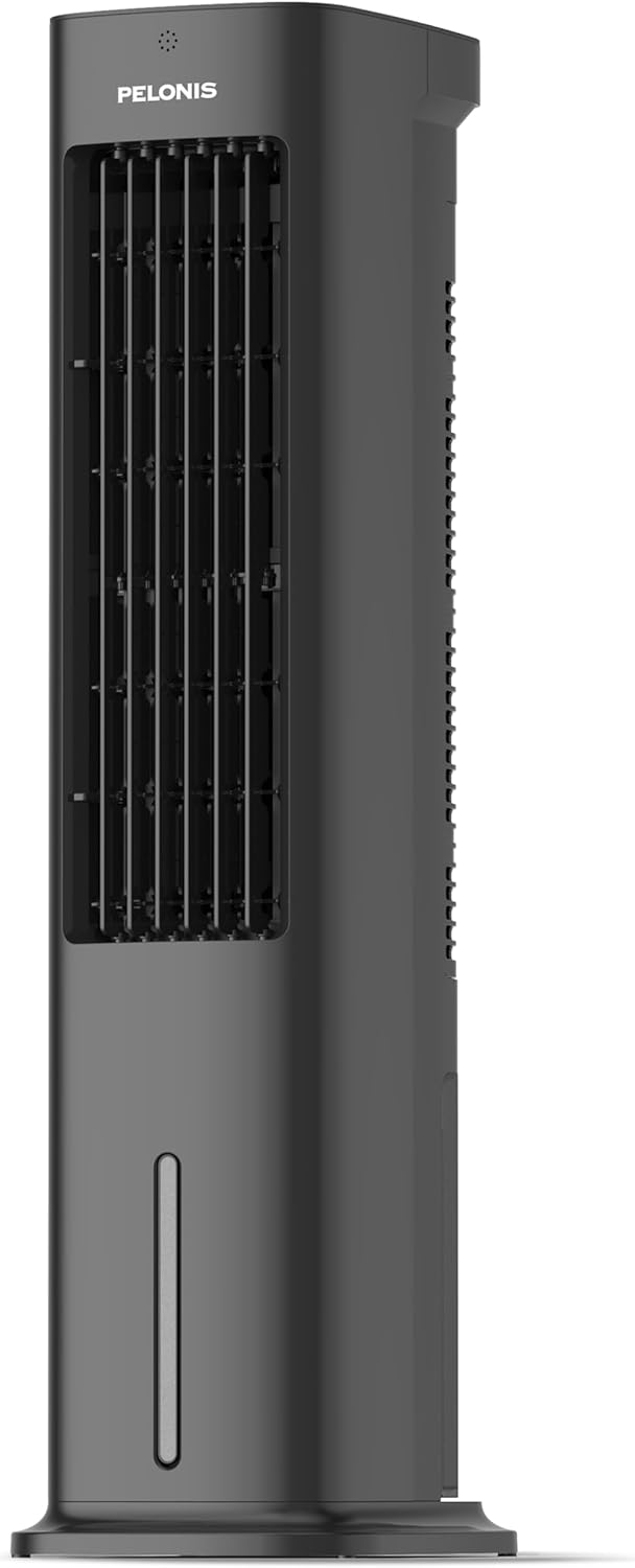 Pelonis PFC50A4AWGBDE 3-in-1 Luftkühler 5L – Verdunstung, Kühlpads, 55W, 330m³/h, 7h Timer, Schwarz