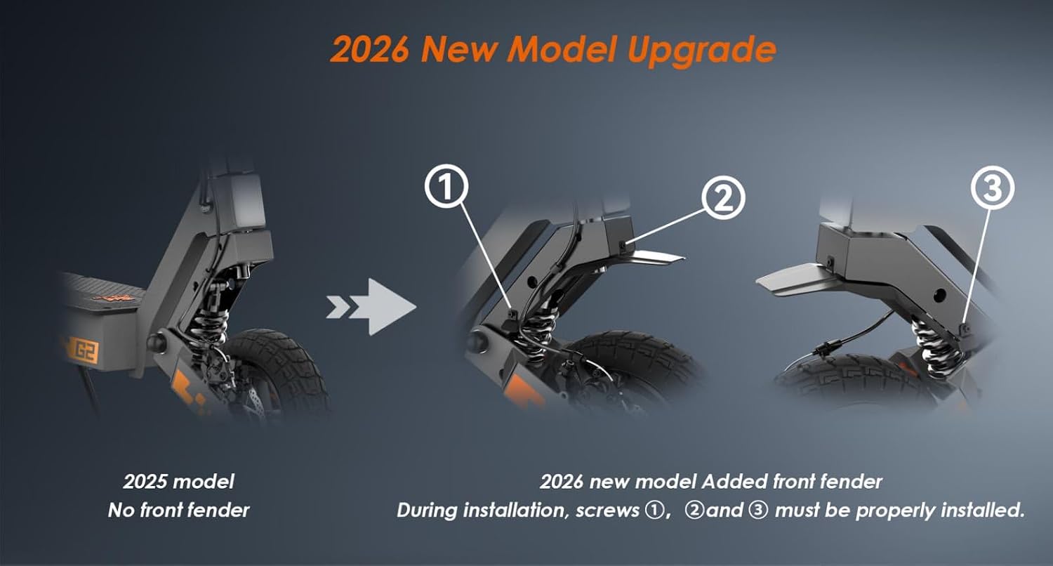 KuKirin G2 E-Scooter, bis zu 55 km Reichweite, 10 Zoll Luftreifen, Vorder- und Hinterradfederung, Doppelte Scheibenbremsen, faltbar, Schwarz/Orange**