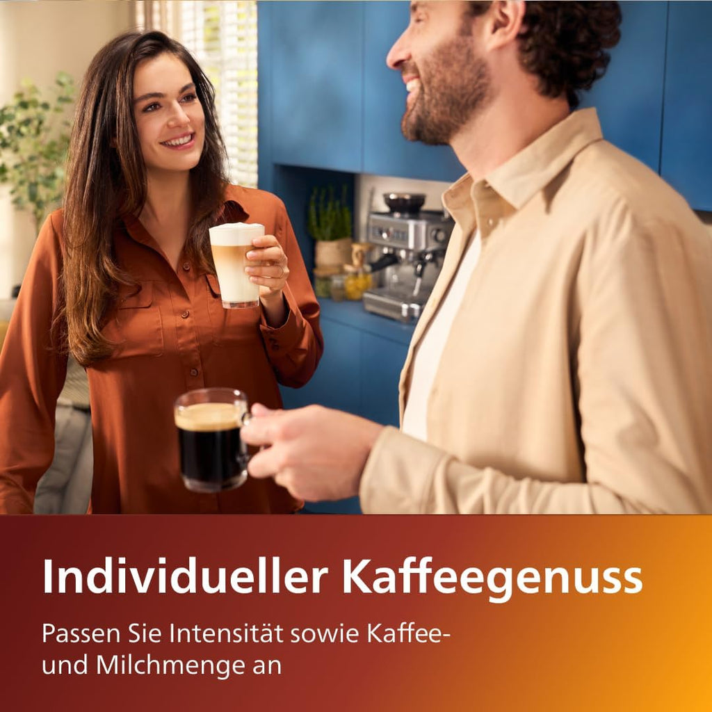 Philips Series 5400 LatteGo Kaffeevollautomat EP5447/90, 12 Kaffeespezialitäten, Milchsystem, TFT-Touchdisplay, ExtraShot, AquaClean, Schwarz/Chrom