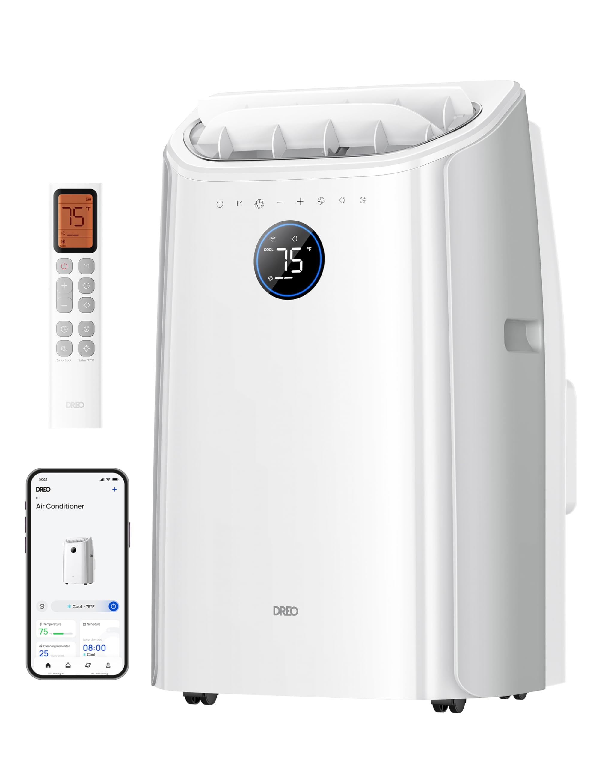 DREO AC515S Mobiles Klimagerät 10.000 BTU – 3-in-1, R290, EEK A, HEPA, Alexa, Google Home, Weiß
