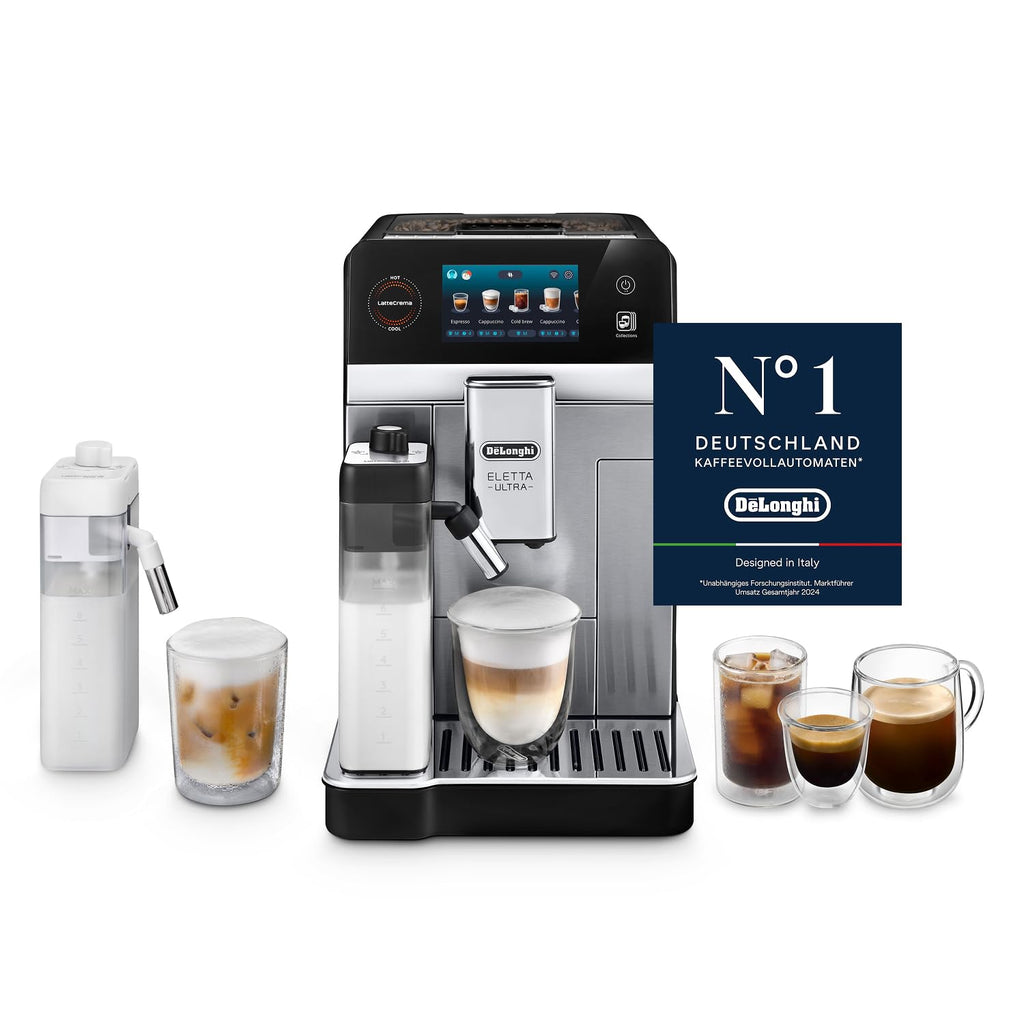 De'Longhi Eletta Explore ECAM452.57.G Kaffeevollautomat – 40+ Getränke, LatteCrema Hot & Cool, TFT, Grau