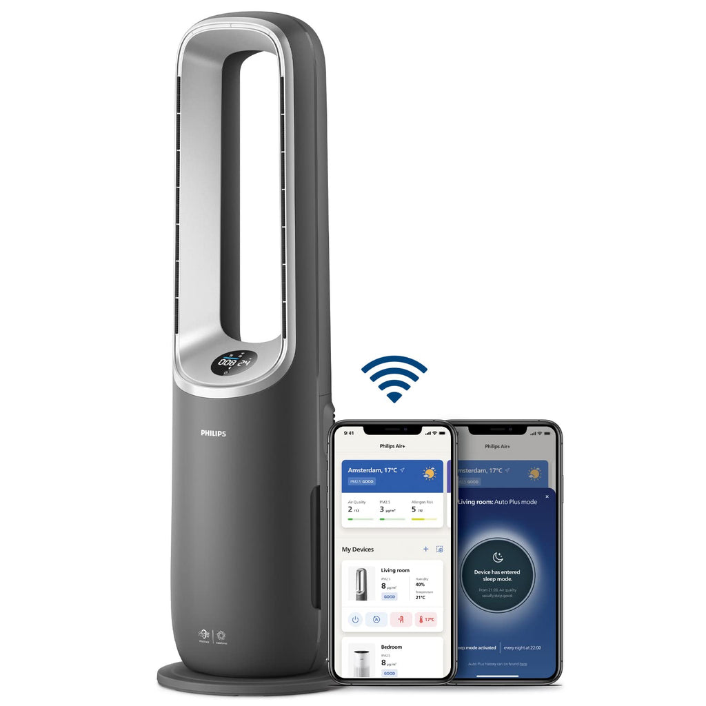 Philips AMF765/10 2-in-1 Luftreiniger & Ventilator 70m² – NanoProtect HEPA, 270m³/h, 20dB, KI, Alexa, Weiß