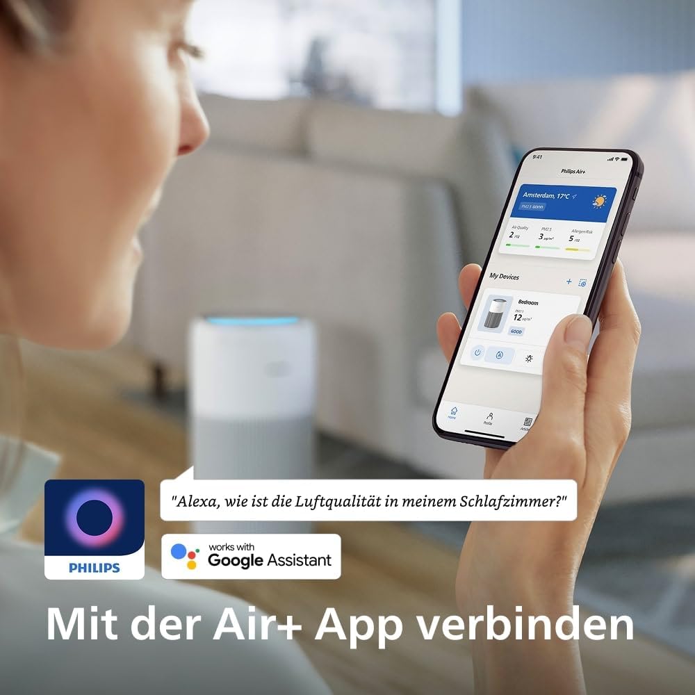 Philips AC2210/10 Luftreiniger 104m² – SilentWings 13dB, HEPA 99,97%, ECARF, CADR 400m³/h, 28W, Weiß