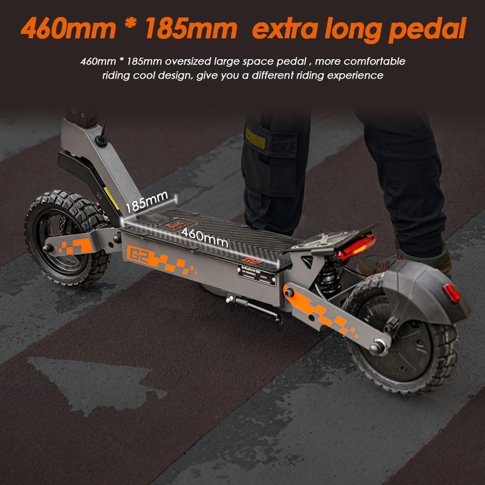 KuKirin G2 E-Scooter, bis zu 55 km Reichweite, 10 Zoll Luftreifen, Vorder- und Hinterradfederung, Doppelte Scheibenbremsen, faltbar, Schwarz/Orange**