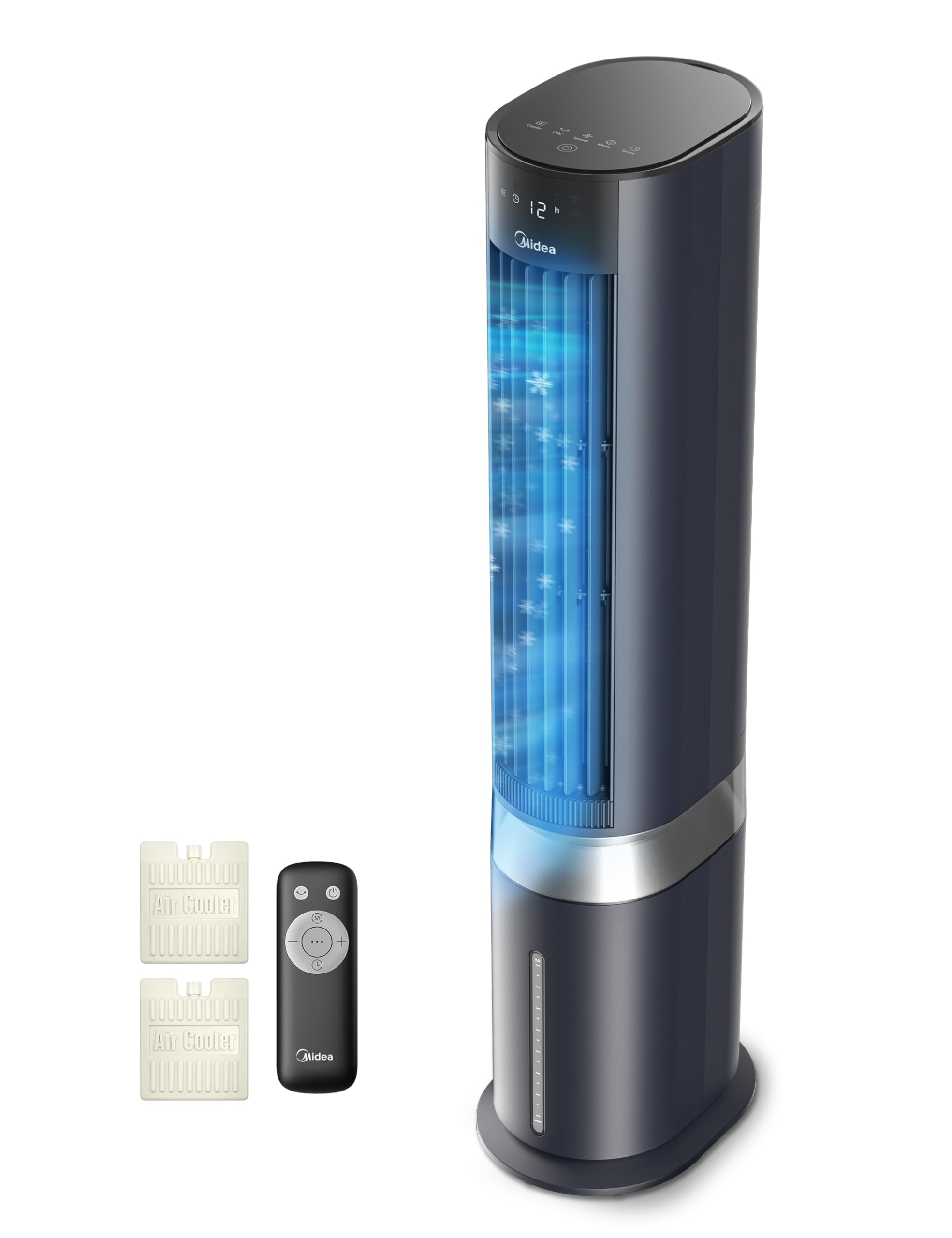 Midea AC100-20ARB Luftkühler 4-in-1 – 5L Wassertank, 3 Modi, Fernbedienung, 55W, Weiß
