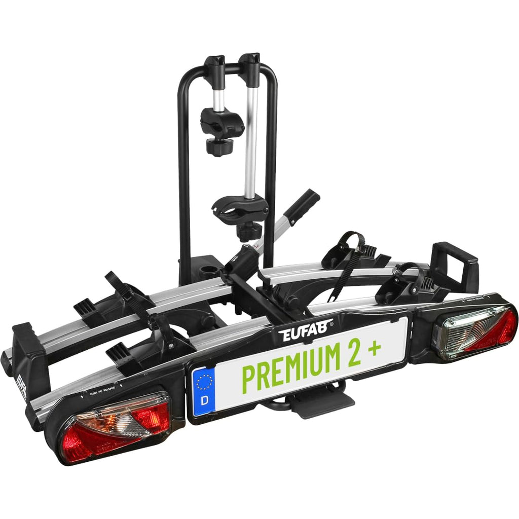 EUFAB PREMIUM 2 Fahrradträger Anhängerkupplung – 2 Räder, 60kg, E-Bike, klappbar, abschließbar, Schwarz