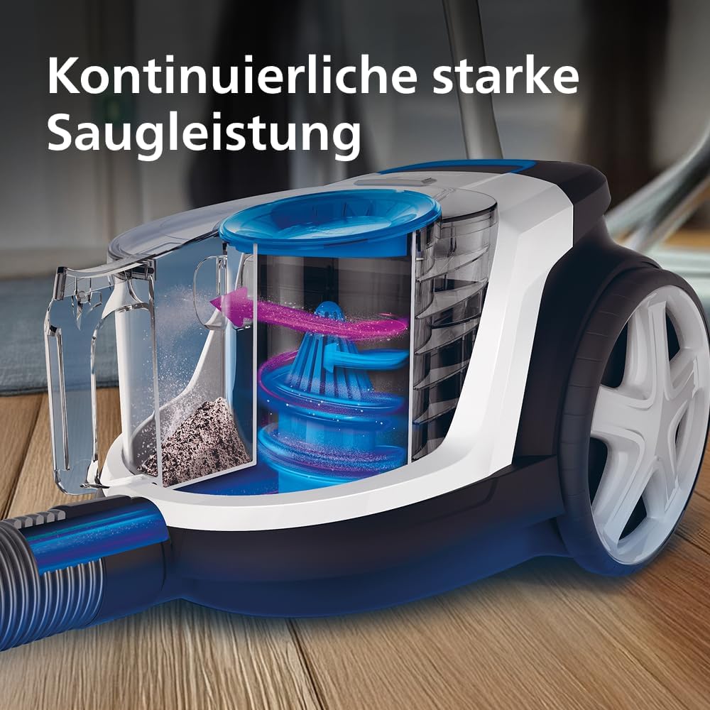 Philips FC9332/09 PowerPro Compact Staubsauger 650W – H13 HEPA, TriActive Düse, 1,5L, Weiß