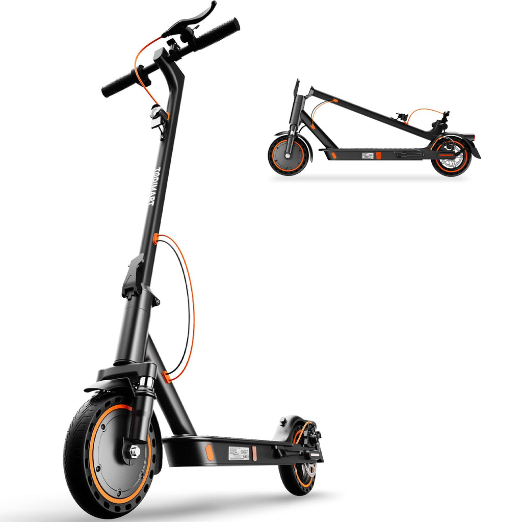 TODIMART T3 E-Scooter mit ABE, bis zu 30 km Reichweite, 8,5 Zoll Vollgummireifen, Bluetooth-App, Dual-Bremssystem, faltbar, IPX5, Schwarz/Orange**