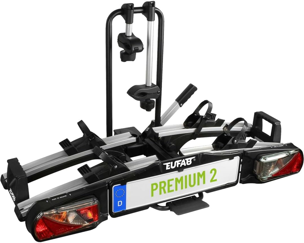 EUFAB PREMIUM 2 Fahrradträger Anhängerkupplung – 2 Räder, 60kg, E-Bike, klappbar, abschließbar, Schwarz
