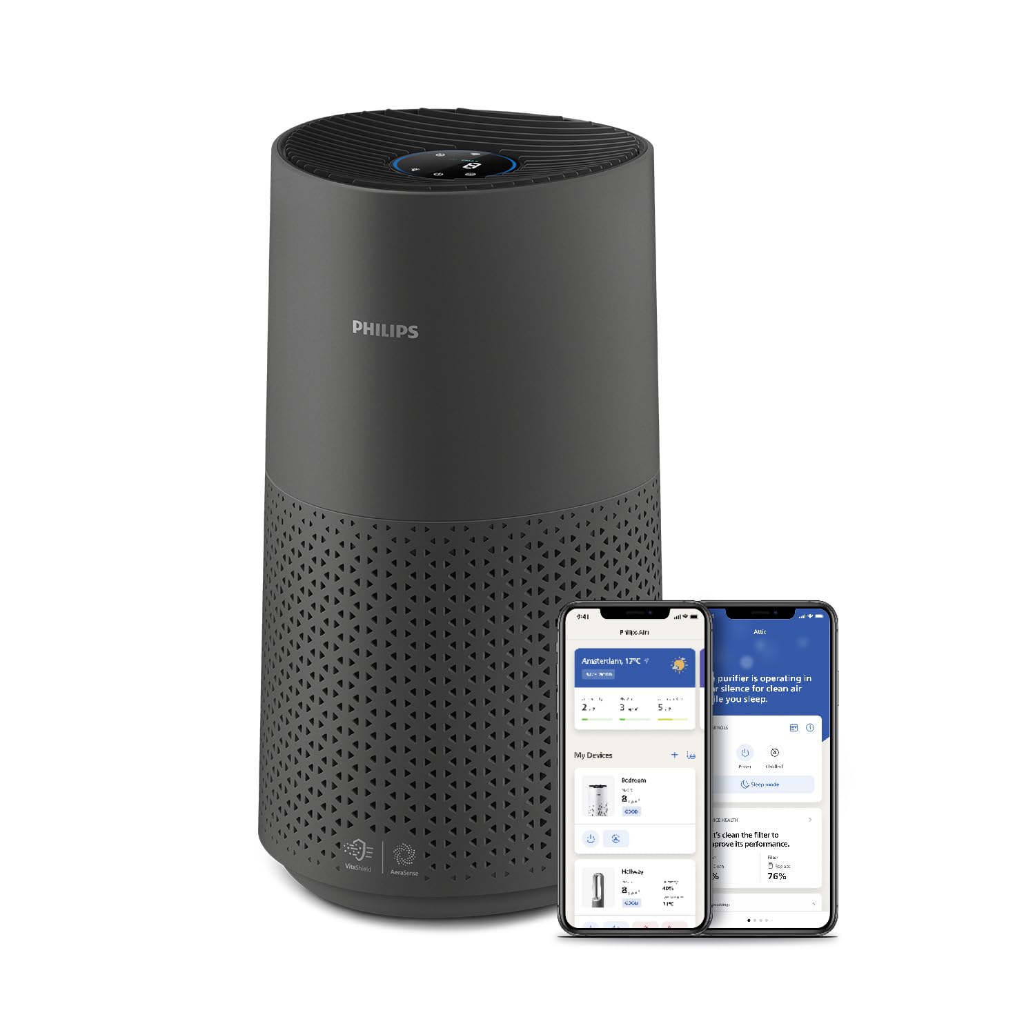 Philips AC2210/10 Luftreiniger 104m² – SilentWings 13dB, HEPA 99,97%, ECARF, CADR 400m³/h, 28W, Weiß