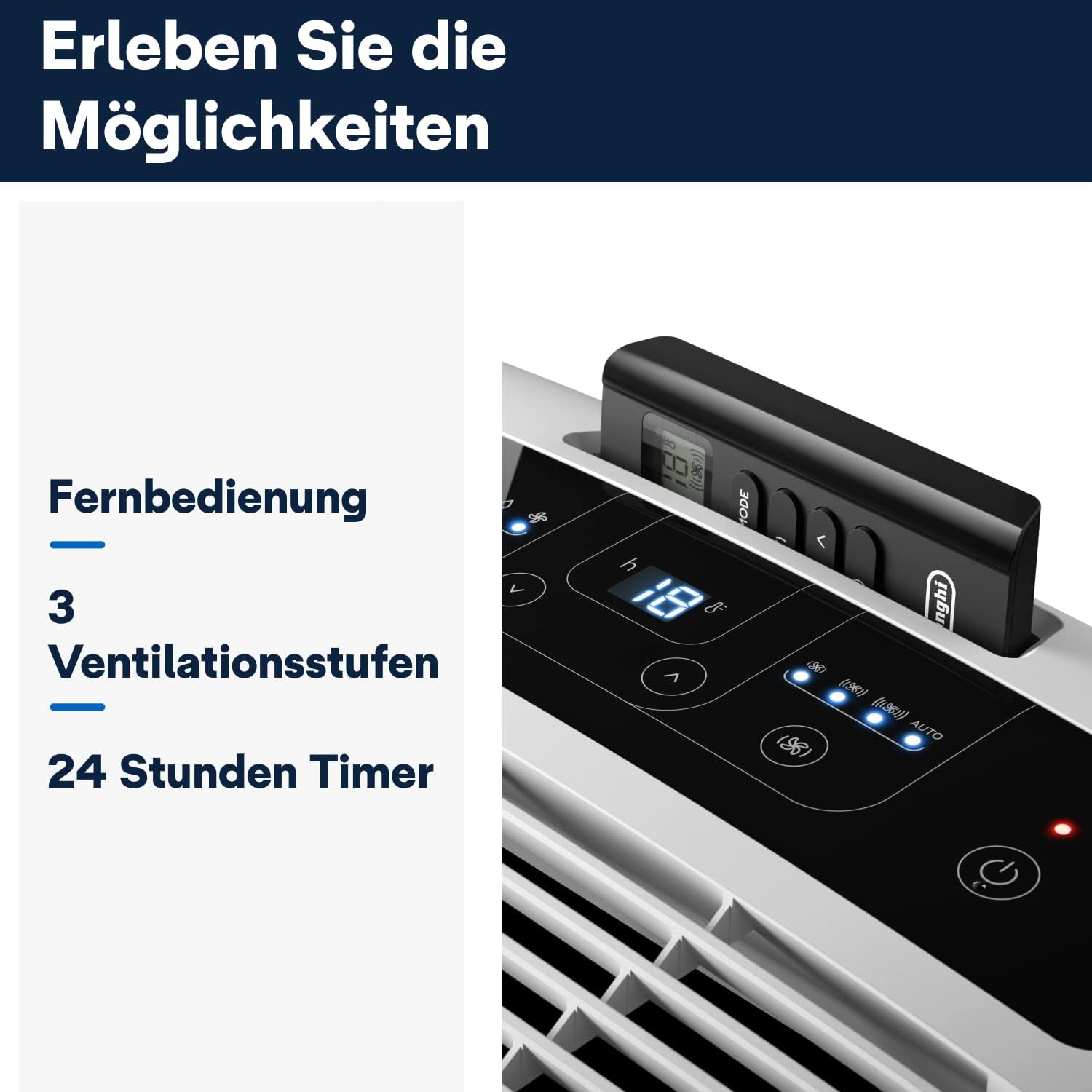 De'Longhi Penguin PAC EM82 Eco Mobiles Klimagerät 2,4kW – R290, EEK A, SEER 16, Staubfilter, Weiß