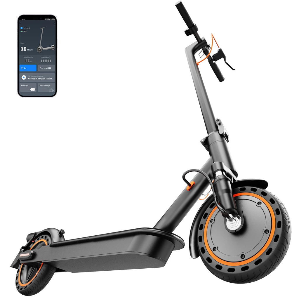 TODIMART T3 E-Scooter mit ABE, bis zu 30 km Reichweite, 8,5 Zoll Vollgummireifen, Bluetooth-App, Dual-Bremssystem, faltbar, IPX5, Schwarz/Orange**