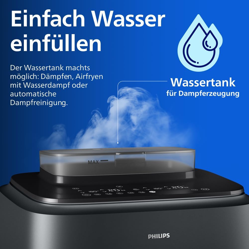 Philips NA550/00 5000 Series Steam & AirFry Heißluftfritteuse 9L – RapidAir Plus, 2x Korb, 2750W