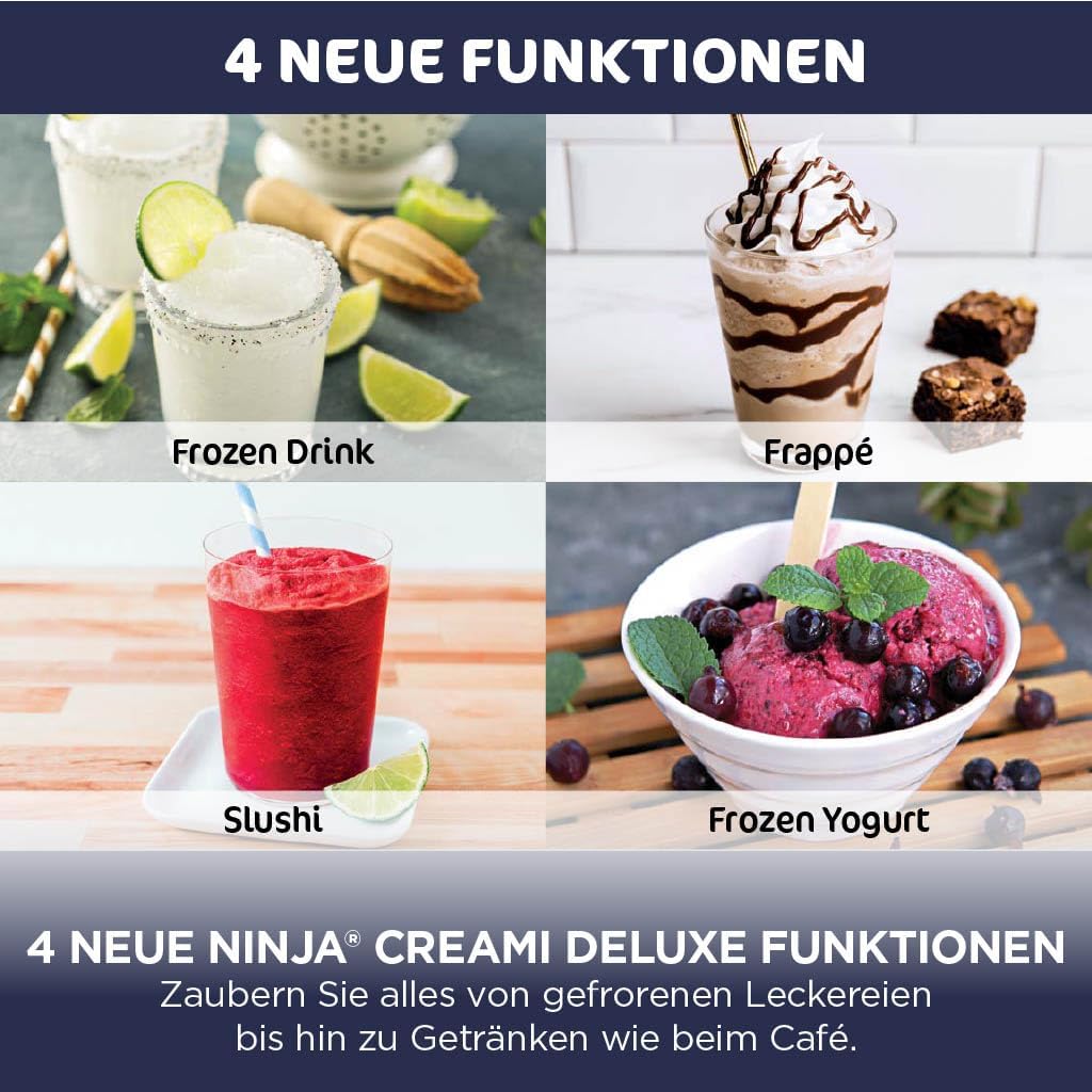 Ninja NC502EU CREAMi Deluxe Eismaschine 2x710ml – 10 Programme, Dual-Motor, Stone Gold