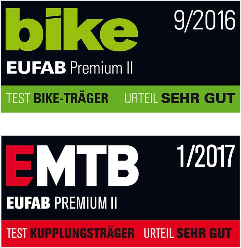 EUFAB PREMIUM 2 Fahrradträger Anhängerkupplung – 2 Räder, 60kg, E-Bike, klappbar, abschließbar, Schwarz