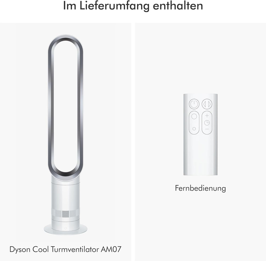 Dyson AM07 Turmventilator klingenlos 100,7 cm – 10 Stufen, Air Multiplier, Fernbedienung, Weiß