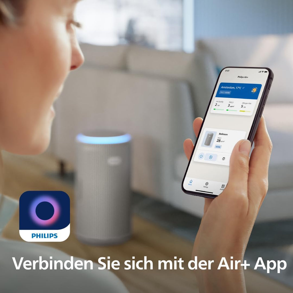 Philips AC3210/12 Luftreiniger 130m² – SilentWings 15dB, HEPA 99,97%, ECARF, CADR 500m³/h, Air+ App, Beige