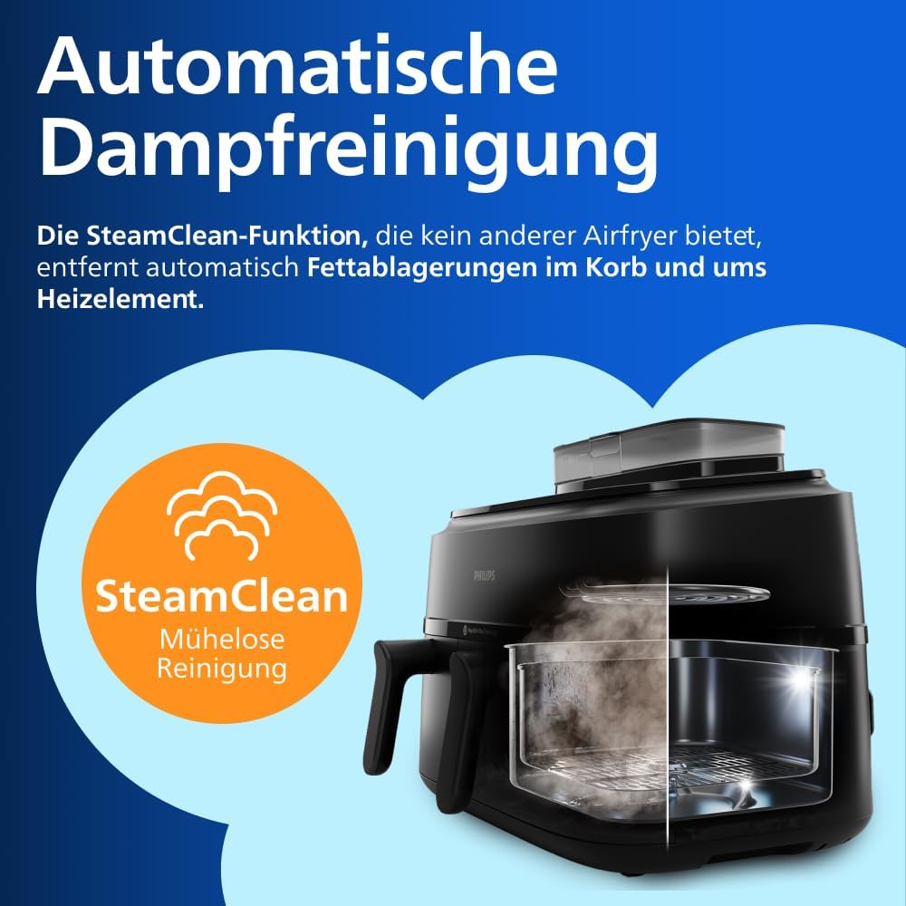 Philips NA550/00 5000 Series Steam & AirFry Heißluftfritteuse 9L – RapidAir Plus, 2x Korb, 2750W