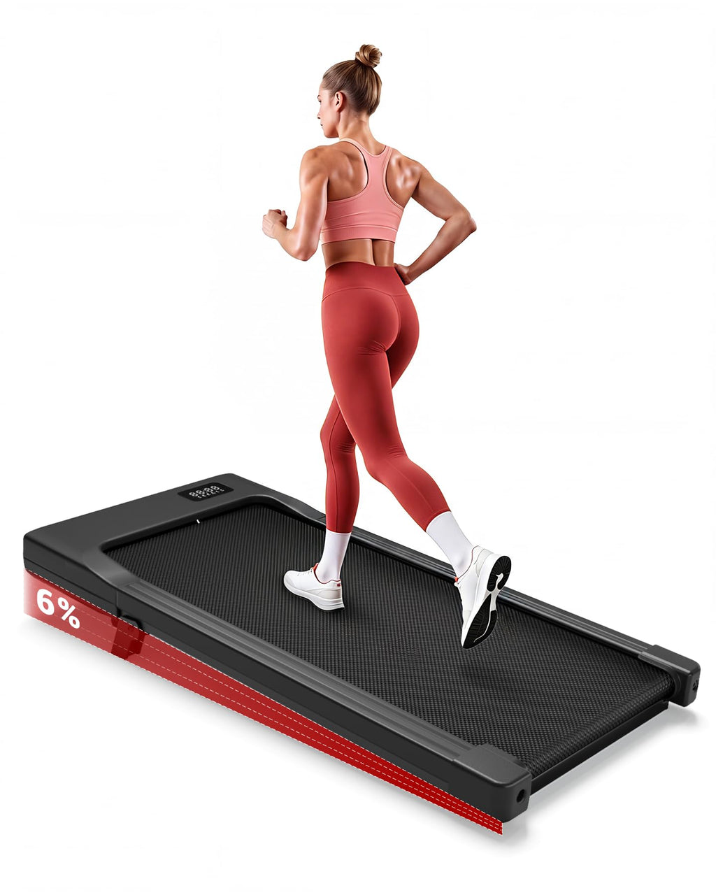 Superun WP06 Laufband 6% Neigung – 16,8 km/h, 136kg, 2,5 PS, KI-Training, App, 40x90cm, Schwarz