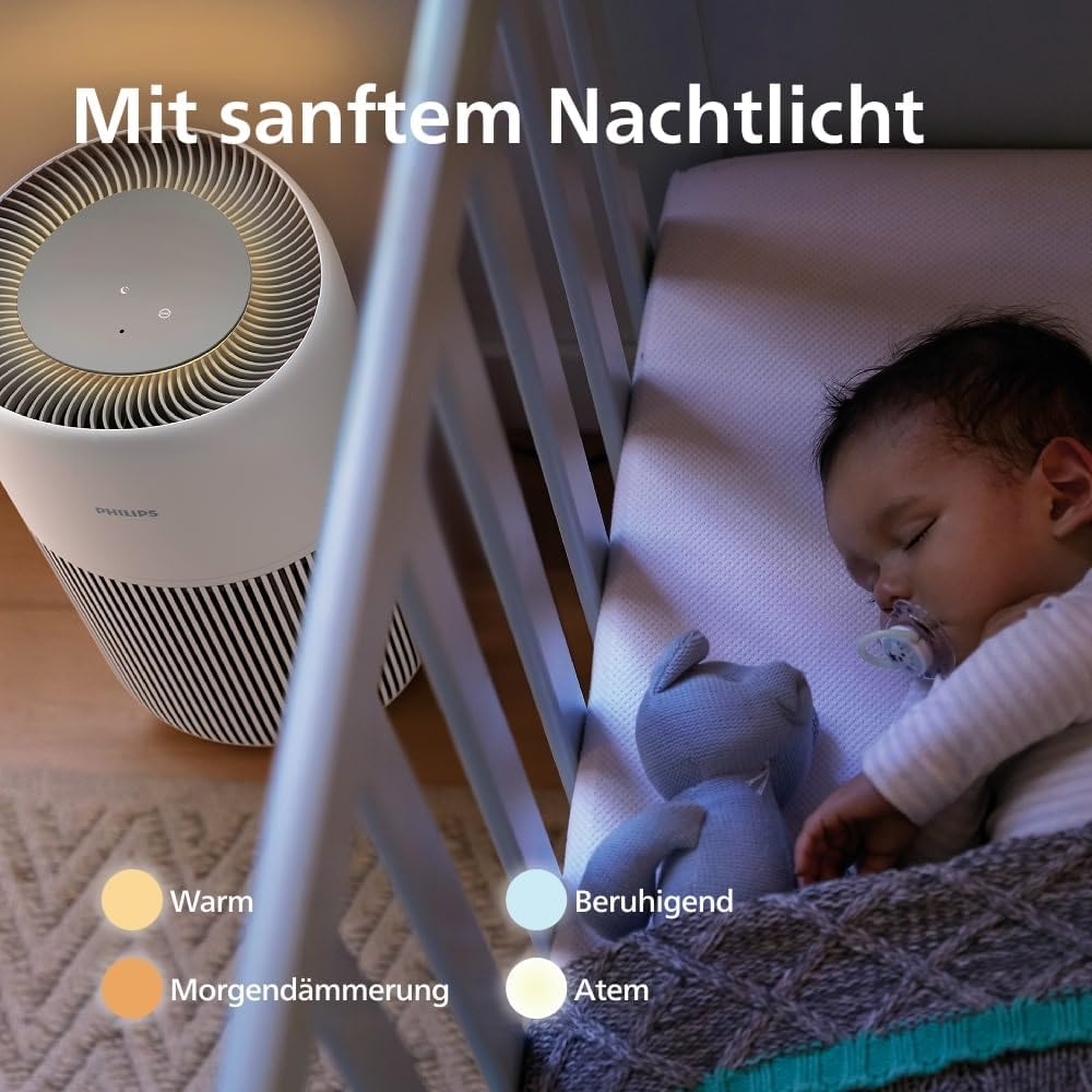 Philips AC2210/10 Luftreiniger 104m² – SilentWings 13dB, HEPA 99,97%, ECARF, CADR 400m³/h, 28W, Weiß