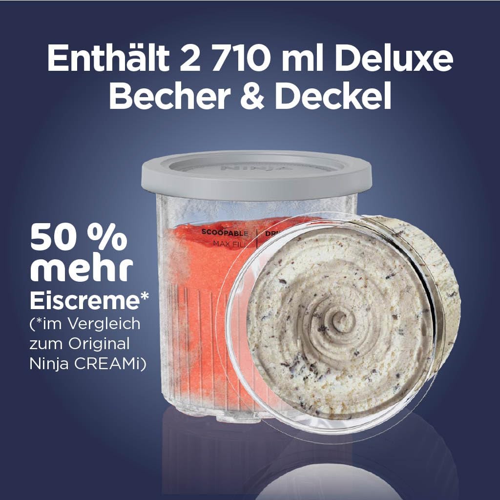 Ninja NC502EU CREAMi Deluxe Eismaschine 2x710ml – 10 Programme, Dual-Motor, Stone Gold