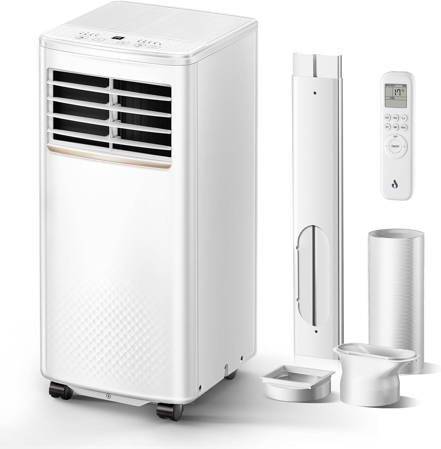 4-in-1 Mobile Air Conditioner, 7000 BTU Mobile Air Conditioner with Cooling, Air Circulation, Dehumidification, Portable Air Conditioner with Remote Control, Exhaust Hose, Sleep Mode, 2.1 kW for Rooms