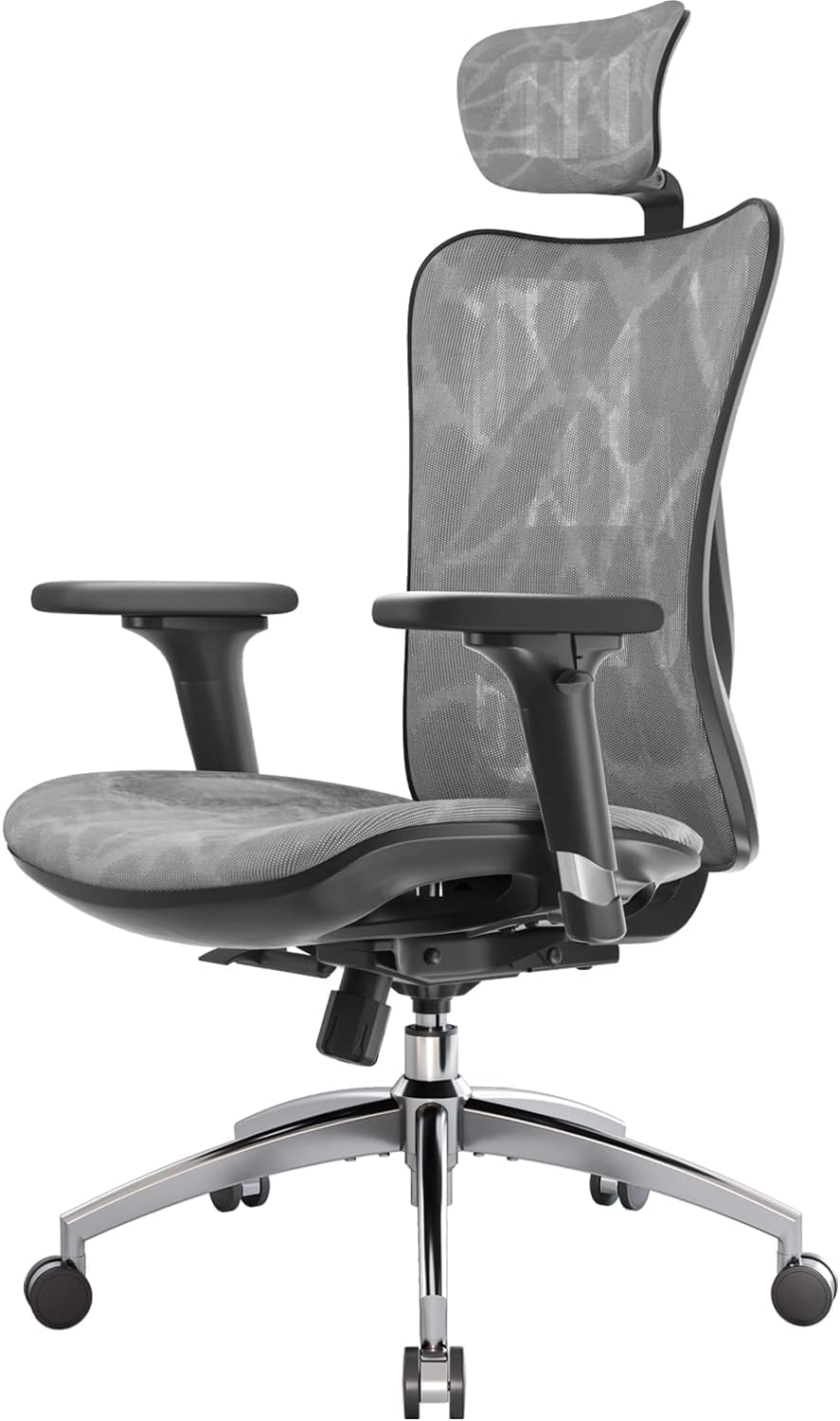 SIHOO M57 Ergonomischer Bürostuhl, 3D-Armlehnen, Mesh, Kopfstütze, bis 150 kg, Schwarz
