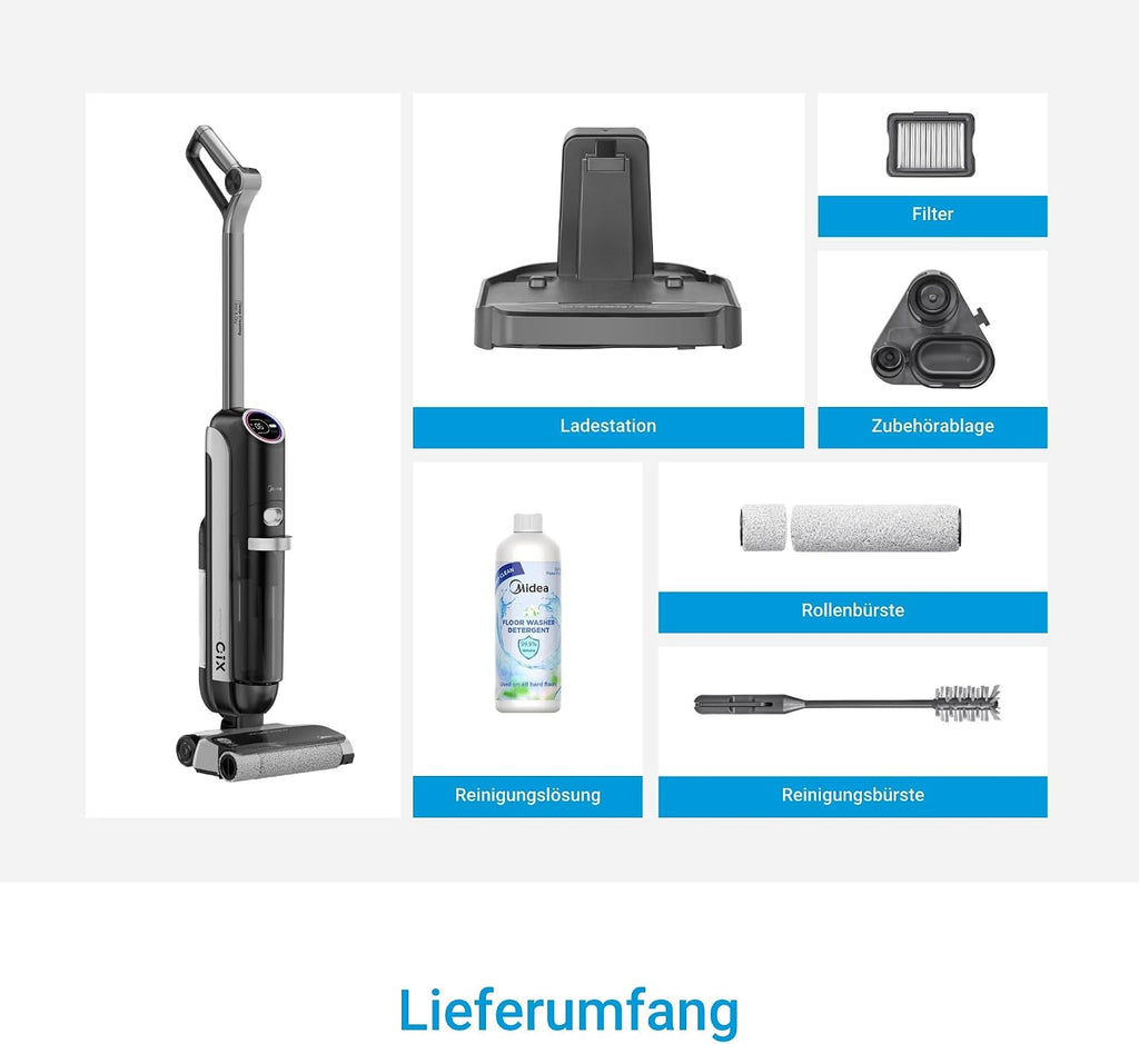 Midea X10 SF 3-in-1 Nass-Trocken Akku-Sauger – KI-Erkennung, 60°C Heißlufttrocknung, Selbstreinigung