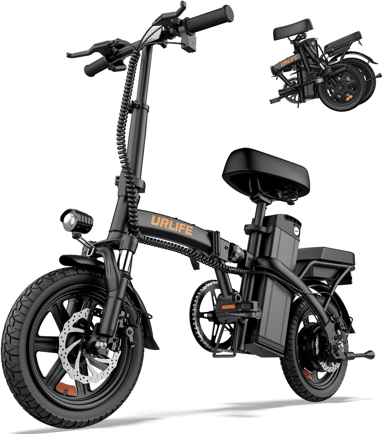 URLIFE F1L Klapp-E-Bike 250W – 48V/7,5Ah, 60km, Pedelec, IP54, Dual-Federung, 14", Schwarz