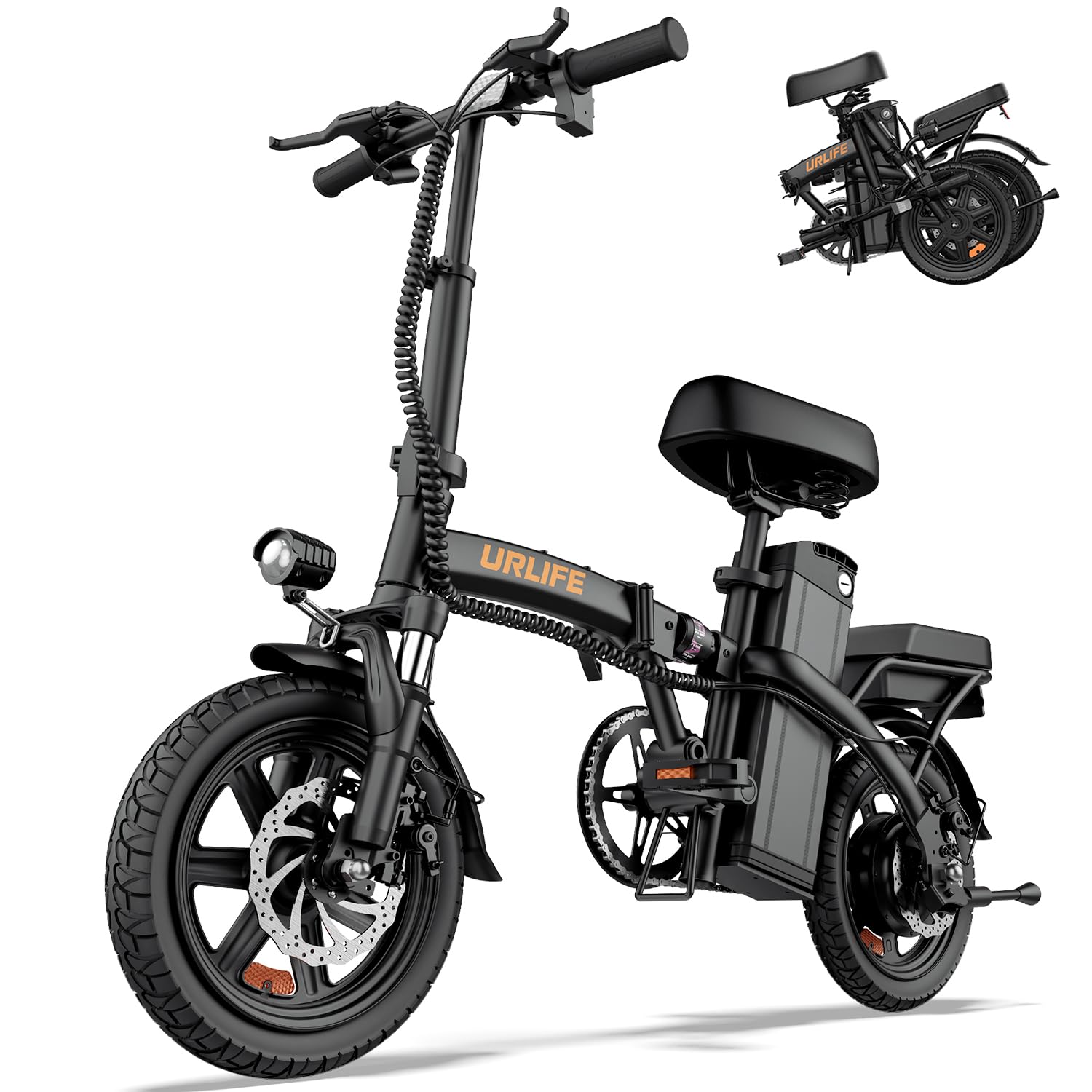 URLIFE F1L Klapp-E-Bike 250W – 48V/7,5Ah, 60km, Pedelec, IP54, Dual-Federung, 14", Schwarz