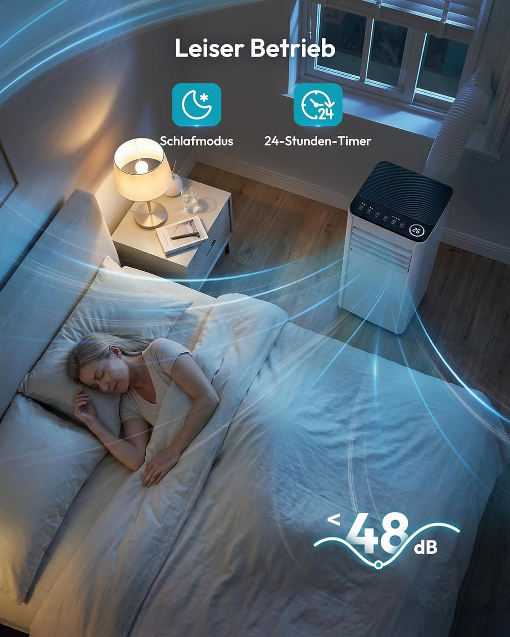 EUHOMY OL-A016FF26N2 Mobiles Klimagerät 9.000 BTU – 4-in-1, R290, EEK A, GMCC, 25m², Weiß