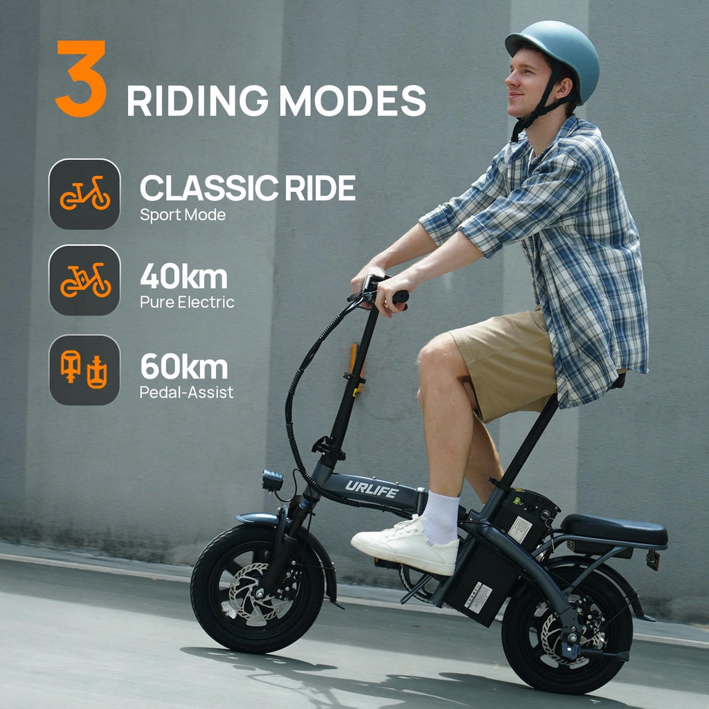 URLIFE F1L Klapp-E-Bike 250W – 48V/7,5Ah, 60km, Pedelec, IP54, Dual-Federung, 14", Schwarz