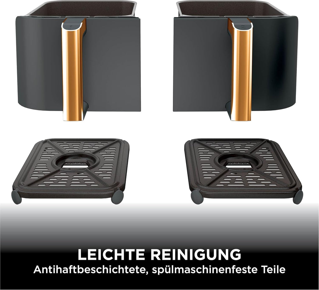 Ninja AF400EUCP Foodi MAX Dual Zone Heißluftfritteuse 9,5L – 6 Funktionen, 2470W, Kupfer/Schwarz