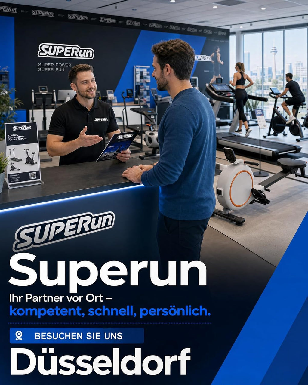 Superun WP06 Laufband 6% Neigung – 16,8 km/h, 136kg, 2,5 PS, KI-Training, App, 40x90cm, Schwarz