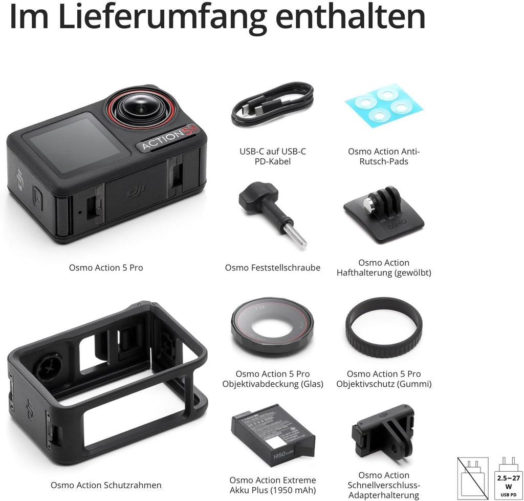 DJI Osmo Action 5 Pro Standard Combo 4K Actionkamera – 1/1.3" Sensor, 4h Akku, OLED, 360° HorizonSteady