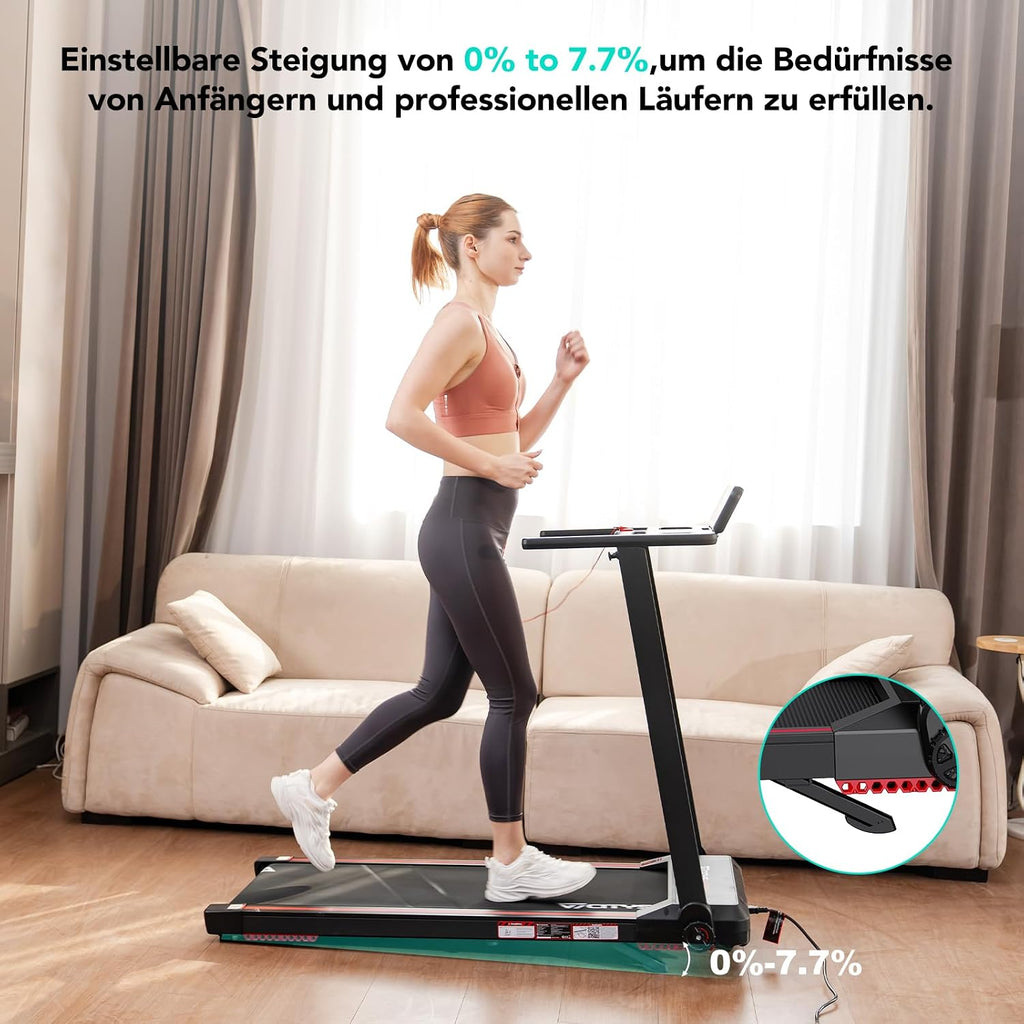 CITYSPORTS CS-WP9 Laufband klappbar 1400W – Bluetooth, 12 km/h, 110kg, LED, 360° Tablet-Halter, Schwarz